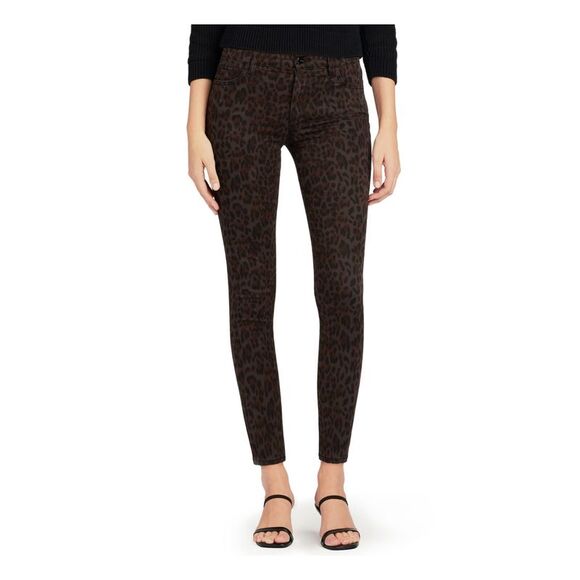 JOE'S Womens Brown Pocketed Zippered Animal Print Skinny Jeans 25